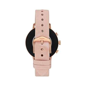 Fossil Women's Gen 4 Venture HR Heart Rate Stainless Steel and Leather Touchscreen Smartwatch, Color: Rose Gold, Pink (Model: FTW6015)