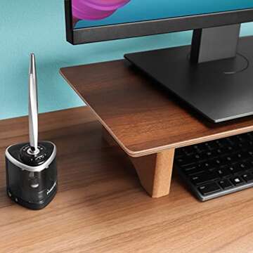 Aothia Large Dual Monitor Stand Riser, Solid Wood Desk Shelf with Eco Cork Legs for Laptop Computer/TV/PC/Printers, Perfect Desktop Stands Organizer with Underneath Storage for Office Accessories