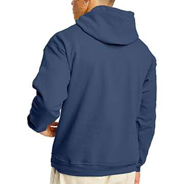 Hanes Men's Pullover EcoSmart Hooded Sweatshirt, denim blue, Medium