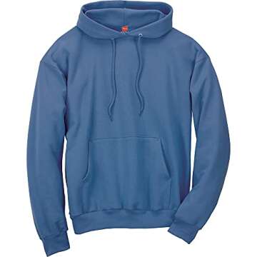 Hanes Men's Pullover EcoSmart Hooded Sweatshirt, denim blue, Medium