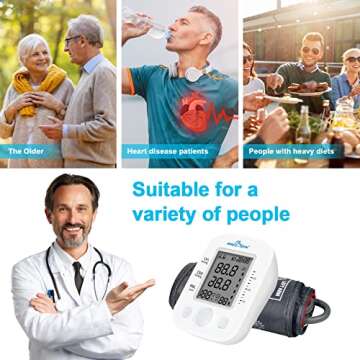 Easy@Home Digital Blood Pressure Monitor Upper Arm with Pulse Rate Indicator, Accurate Automatic BP Machine with Large Cuff,2 User Individual Memory, EBP-020