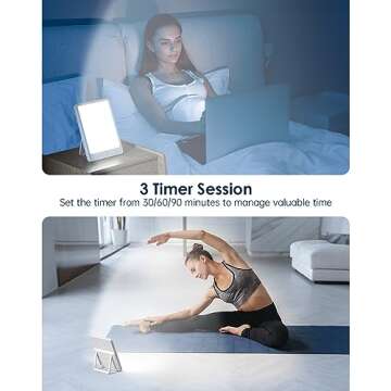 SUXIO Light Therapy Lamp Rechargeable, 10000 Lux Sunlight Lamp, Therapy Light with Wake-Up Function, Daylight Lamp with Memory Function, Happy Lamp Use As Lift-Mood, Light Therapy Box for Home/Office