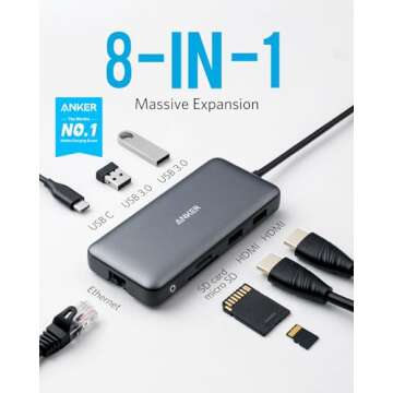 Anker 553 USB-C Hub 8-in-1 Adapter with Dual 4K HDMI