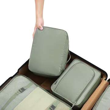 BAGAIL 8 Set Packing Cubes Luggage Packing Organizers for Travel Accessories-Matcha Green