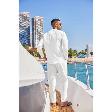 Men's White Linen Set - Perfect for Beach & Yoga