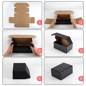 Hoikwo 25 Pack 9x6x4 Shipping Boxes for Small Business, Black Packaging Cardboard Boxes, Moving Mailing Packing Box