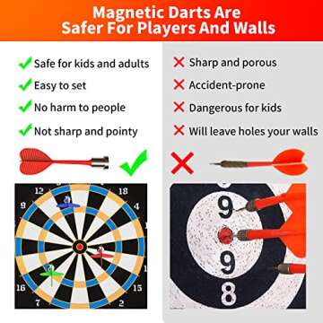 Gitus Magnetic Dart Board Indoor Outdoor Games for Kids with 12 Darts, Gifts for Teenage Boys Teen Boys Gift Ideas Gifts for Boys 8 9 10 11 12 13 14 Years Old Game Room Decor