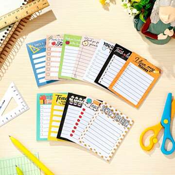 Teacher 12 Pcs Notepad Sets Lined Notepads Teacher to Do List Memo Notepads- Gift for teacher