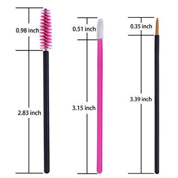 300PCS Disposable Makeup Applicators Brushes Tools Kit -100pcs Lip Applicators,100pcs Mascara Wands,100pcs Eyeliner Brushes (Rose Red)