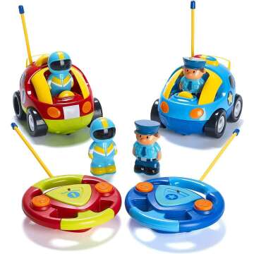 Prextex Remote Control Car Set - Police & Race Toy Cars for Toddlers