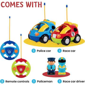 Prextex RC Car Set for Toddlers - Police & Race Cars