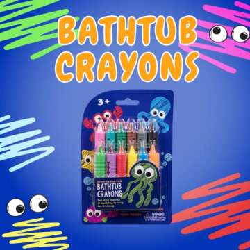 SCS Direct Bath Crayons Super Set -Set of 12 Draw in the Tub Colors with Bathtub Storage Mesh Bag -Non-Toxic, Safe for Children, Won't Disintegrate in Water -Art Project for Toddlers, Gift for Kids