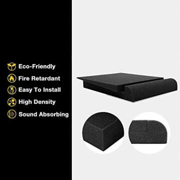 2 Pack Acoustic Isolation Pads, Studio Monitor Speaker Isolation Foam Pads, Pair of Two High Density Studio Monitor Isolation Pads Pair for 5 Inch Monitors