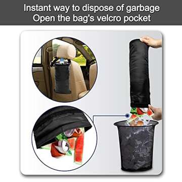 wplhb Car Trash Bag Car Trash Can Hanging Back Seat Car, Car Garbage Bag with Storage Pockets, Washable Eco-Friendly Car Garbage Can for Outdoor Traveling & Home Use (2 Pcs Black)