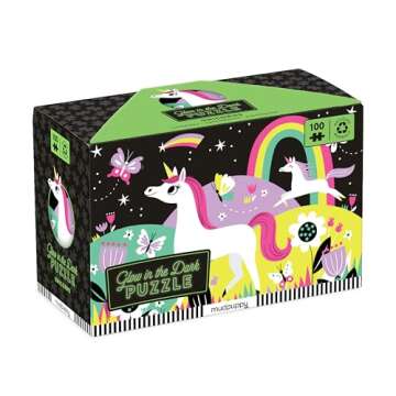 Mudpuppy Unicorns Glow-In-The-Dark Puzzle, 100 Pieces – Age 5+, 18” x 12”, Perfect for Family Time, Finished Puzzle Shows Vibrant Illustrations of Unicorns (9780735345751), 1 ea