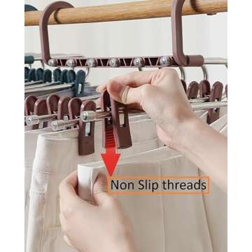 Pants Hanger with 6 Tier and Adjustable Clips - Space Saving Multifunctional Usage Rack Organizer - Skirts and Shorts Hanger Space Saving - Vertical and Horizontal Suspension - 2024 Hangers (White)