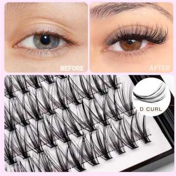 Dedila 8-22mm to Choose 20D/40D/60D/80D/100D Individual False Eyelashes Makeup Cluster Eyelashes Thickness 0.07mm D Curl Natural long Black Soft 3D Eye Lashes Extensions (20D-17mm)