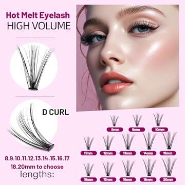 Dedila 8-22mm to Choose 20D/40D/60D/80D/100D Individual False Eyelashes Makeup Cluster Eyelashes Thickness 0.07mm D Curl Natural long Black Soft 3D Eye Lashes Extensions (20D-17mm)