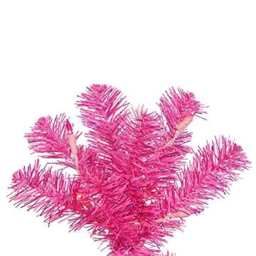 Vickerman 5.5' Pink Pencil Artificial Christmas Tree, Pink Dura-lit LED Lights. - Faux Pencil Christmas Tree - Seasonal Indoor Home Decor