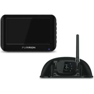 Furrion Vision S Wireless RV Backup Camera System with 5-Inch Monitor, 1 Rear Sharkfin, Infrared Night Vision, Wide-Angle View, Hi-Res, IP65 Waterproof, Motion Detection, Microphone - FOS05TASF