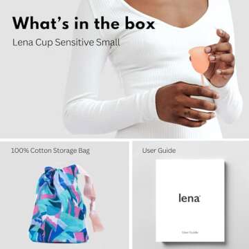 Lena Sensitive Menstrual Cup, Soft Reusable Period Cup, Tampons,Period Underwear and Menstrual Pads Alternative, Feminine Care, FSA Eligible, Silicone Menstrual Cups, Made in USA, Small, Clear