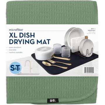 S&T INC. XL Absorbent Dish Drying Mat in Green