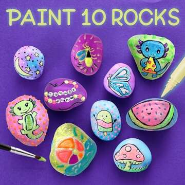 Creativity for Kids Glow in the Dark Rock Painting Kit: Crafts for Kids Ages 6-8+, Painting Rocks Arts and Crafts, Kids Gift