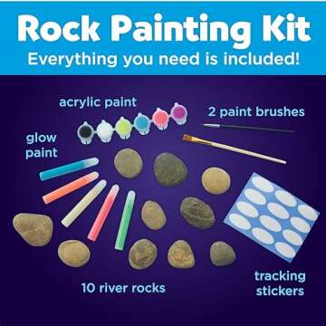 Creativity for Kids Glow in the Dark Rock Painting Kit: Crafts for Kids Ages 6-8+, Painting Rocks Arts and Crafts, Kids Gift