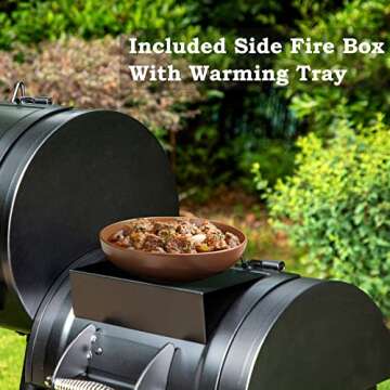 Sophia & William Heavy-Duty Charcoal Smoker Grills Extra Large Outdoor BBQ Gill with Offset Smoker, 941 SQ.IN. Cooking Area with Warming Tray,Push-out Ash Tray for Event Gathering, Black