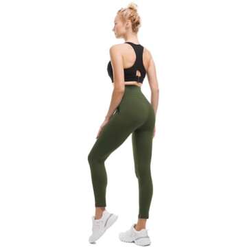 Ipletix High Waisted Leggings for Women - Army Green with Pockets