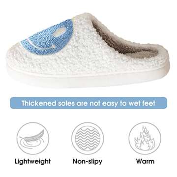 Smile Face Slippers for Women Happy face slippers Retro Soft Plush Warm Slip-on Slippers, Cozy Indoor Outdoor Slippers