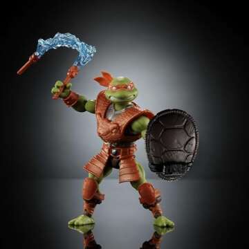 Masters of Universe Origins Turtles of Grayskull Michelangelo Reptile Wars Posable Action Figure, Teenage Mutant Ninja & Motu Crossover Hero Mikey Toy