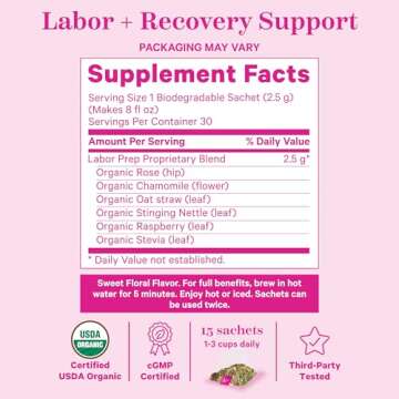 Pink Stork Labor Prep Tea - Organic Pregnancy Tea with Raspberry, Chamomile, Rosehip for Labor and Delivery