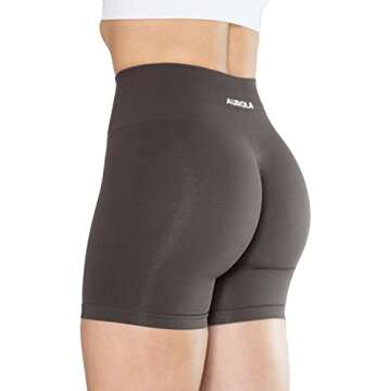 AUROLA Intensify Workout Shorts for Women Seamless Scrunch Short Gym Yoga Running Sport Active Exercise Fitness Shorts(L,Chestnut Brown)