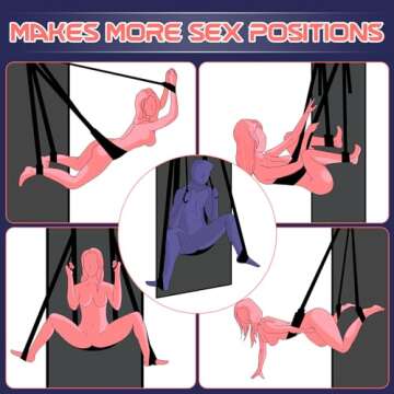 SEXY SLAVE Door Sex Swing with Seat, Adult Sex Toys Bondage Love Slings for Adult Couples with Adjustable Straps, Holds up to 300lbs