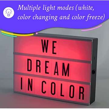 My Cinema Lightbox - RGB Color Changing Cinema Light Box, 20x15cm - 100 LED Light Letters and Numbers - Personalized Neon Signs with light box letters - Light Box Sign, Marquee Light Up Letters Box