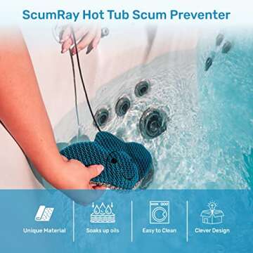 ScumRay Twin Pack Hot Tub Scum Absorber - Reusable Spa & Pool Cleaner, Keeps Water Clear, Essential Hot Tub Accessories for Adults for Scum, Hot Tub Oil Absorbing Sponge Original