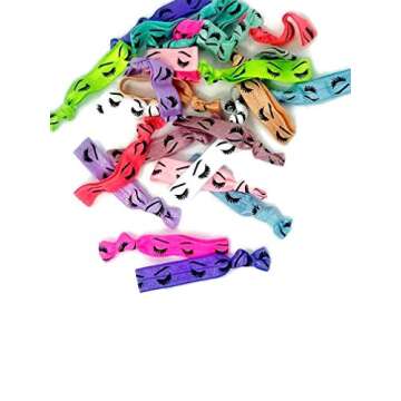 Lashes Hair Tie Set - Mix of Colors - 25 Count- Crease free, ends-no fray, great for events, weddings, party favors, valentines day