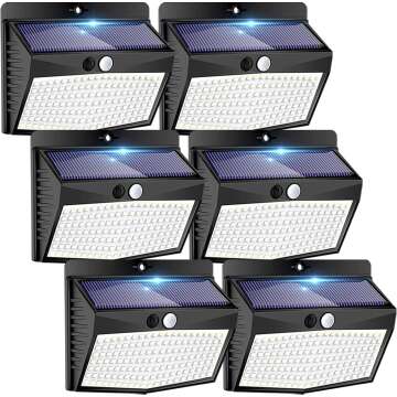 [6 Packs] Solar Outdoor Lights Motion Sensor Solar Security Lights Waterproof with 3 Lighting Modes Solar Powered Wall Lights Outside for Garden Fence Yard Deck