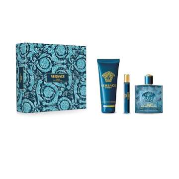 VERSACE EROS by Versace 3 PIECE GIFT SET - 3.4 OZ EAU DE TOILETTE SPRAY NEW Box