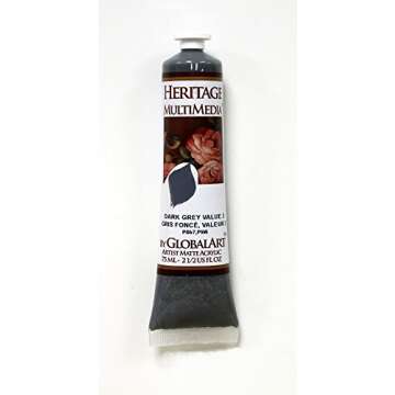 Jansen Art Studio Heritage MultiMedia Acrylic (2.5 oz, Dark Grey Value 3)