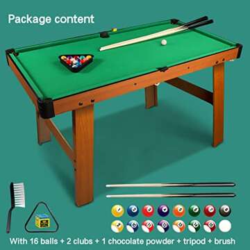 BBnote 48" Green Mini Pool Table, Billiard Tables Includes 21 Billiards Equipment Accessories, Game Table for Kids and Adults