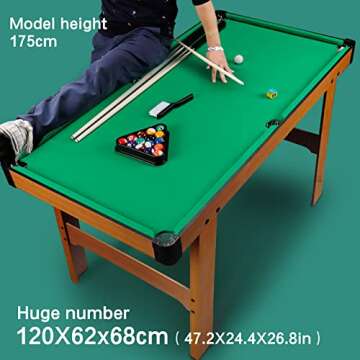 BBnote 48" Green Mini Pool Table, Billiard Tables Includes 21 Billiards Equipment Accessories, Game Table for Kids and Adults