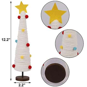 Prsildan 3 Pcs 12" Christmas Table Decorations Mini Trees, Xmas Table Trees Decorations with Topper Stars, Holiday Christmas Ornaments for Indoor Home Kitchen Wedding Decor