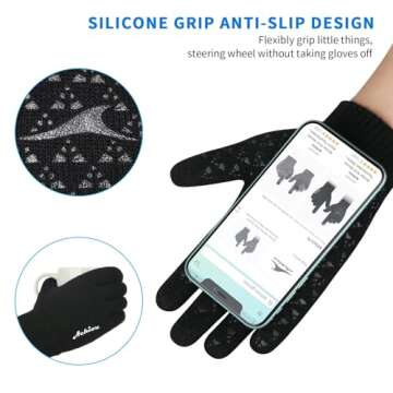 Achiou Winter Gloves for Men Women, Upgraded Touch Screen Texting Warm Gloves with Thermal Soft Knit Lining, Elastic Cuff