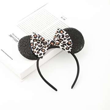 FANYITY Mouse Ears, Sequin Leopard Mouse Ears Headband for Boys Girls Women halloween&Disney Trip (baowen)