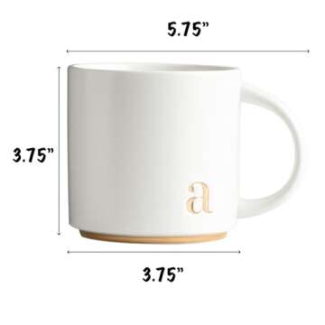 COLLECTIVE HOME - Monogram Ceramic Mugs, 15 oz Golden Initial Coffee Cups, Elegant Alphabet Tea Mugs, Elegant Personalized Mug with Gift Box, Luxurious Cups for Office and Home (a)