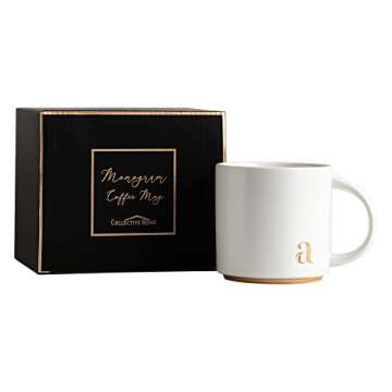 COLLECTIVE HOME - Monogram Ceramic Mugs, 15 oz Golden Initial Coffee Cups, Elegant Alphabet Tea Mugs, Elegant Personalized Mug with Gift Box, Luxurious Cups for Office and Home (a)