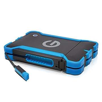 G-Technology 1TB G-DRIVE ev ATC Portable External Hard Drive with tethered Thunderbolt cable - All-Terrain Drive Solution - 0G03586-1