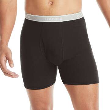 Hanes Men's Boxer Briefs - Soft Cotton & ComfortFlex